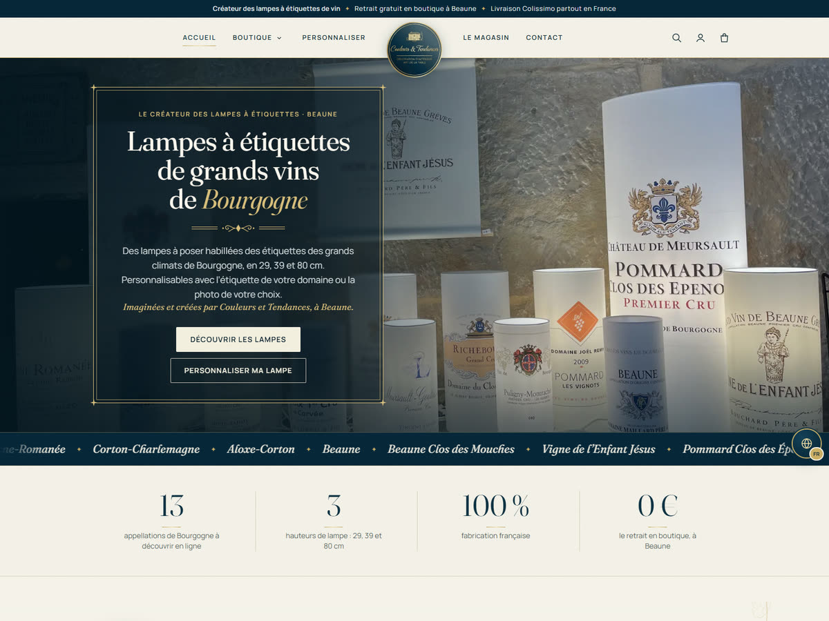 Capture du site internet de Couleurs et Tendances à Beaune